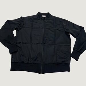 Vintage Advantage Mens Black Bomber Jacket‎ Grid Stitch Zip Up Large Singapore